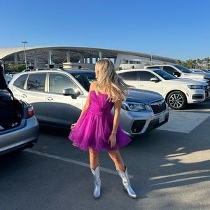 Sherri Hill Purple Ruffle Strapless dress (speak now era)